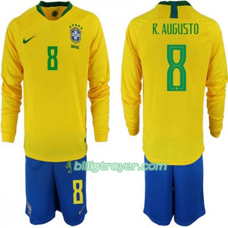 Billige Fotballdrakter Brasil R.Augusto 8 Barn VM 2018 Hjemmedraktsett Langermet